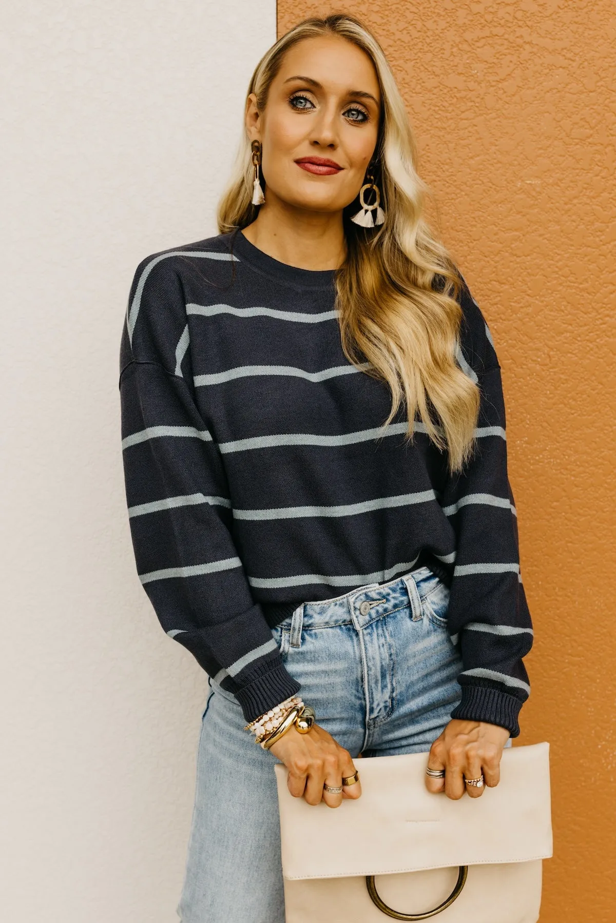 The Jaylee Striped Drop Shoulder Sweater