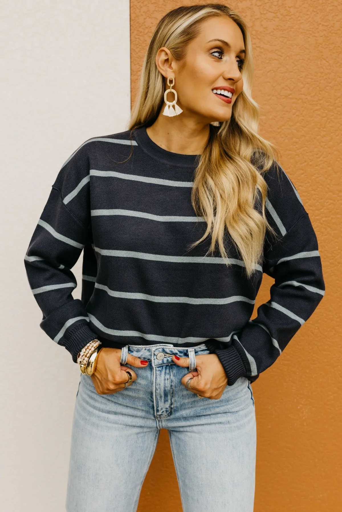 The Jaylee Striped Drop Shoulder Sweater