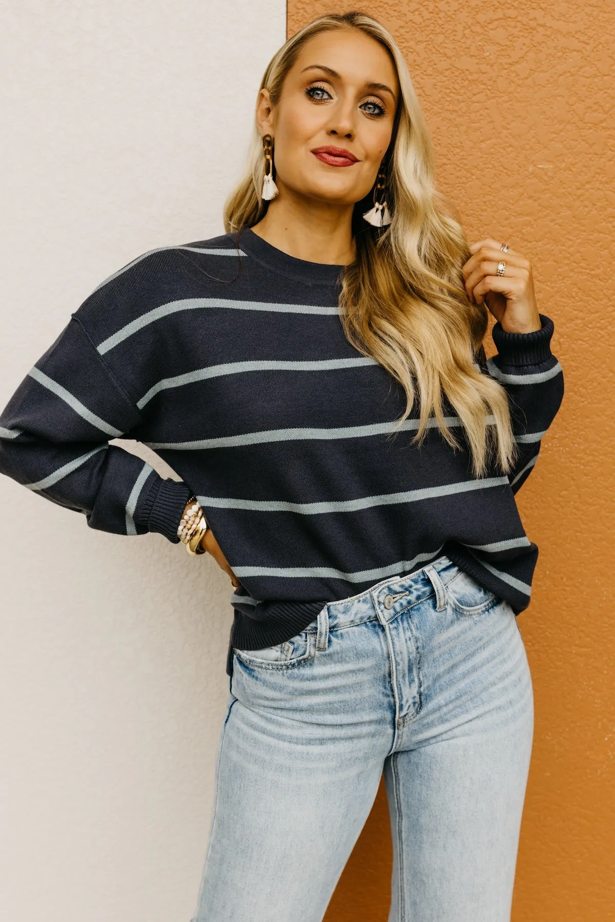 The Jaylee Striped Drop Shoulder Sweater