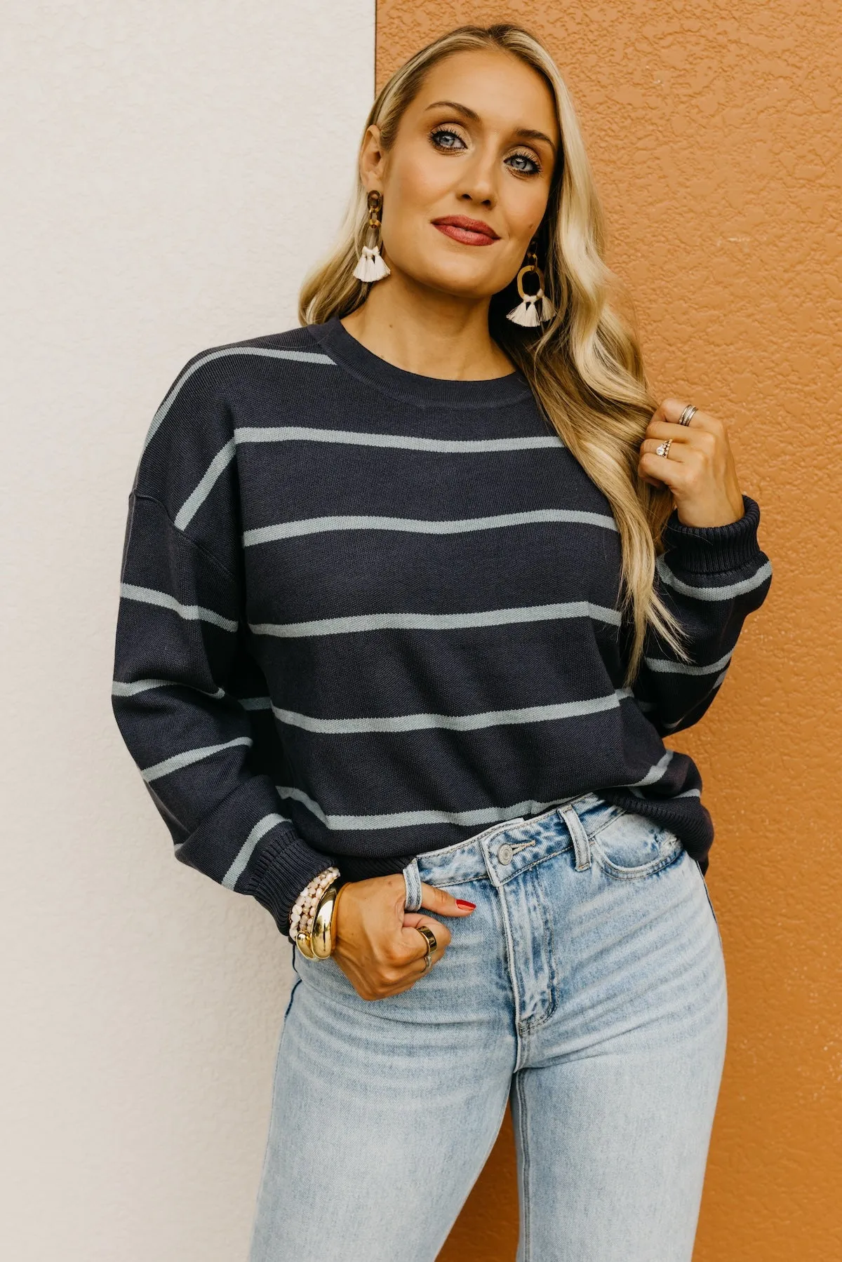 The Jaylee Striped Drop Shoulder Sweater