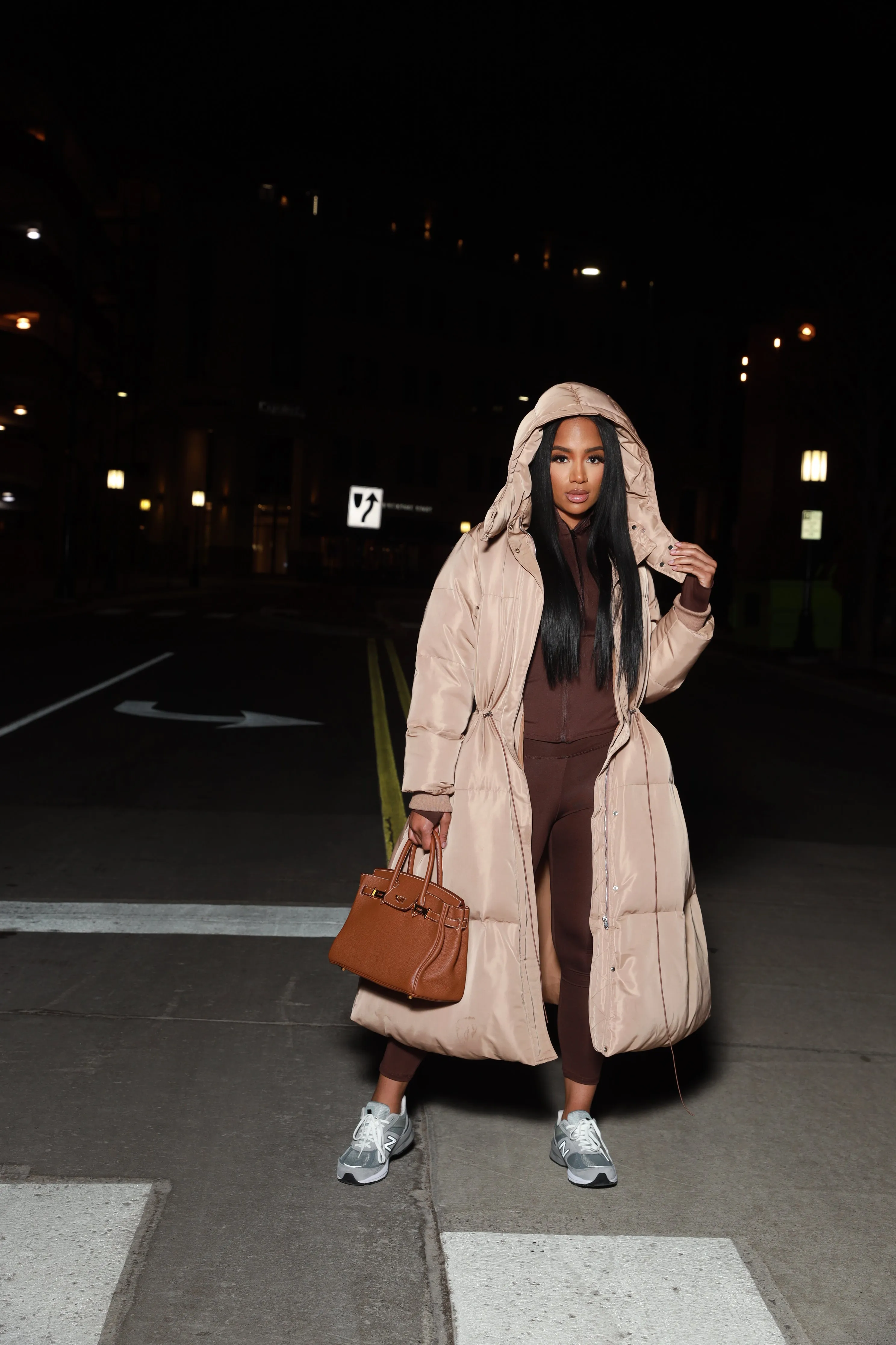 The Swank Puffer Parka Coat - Taupe