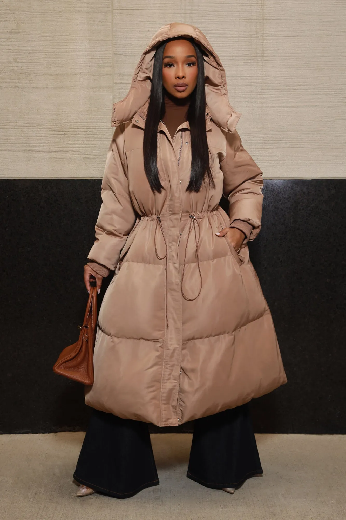 The Swank Puffer Parka Coat - Taupe