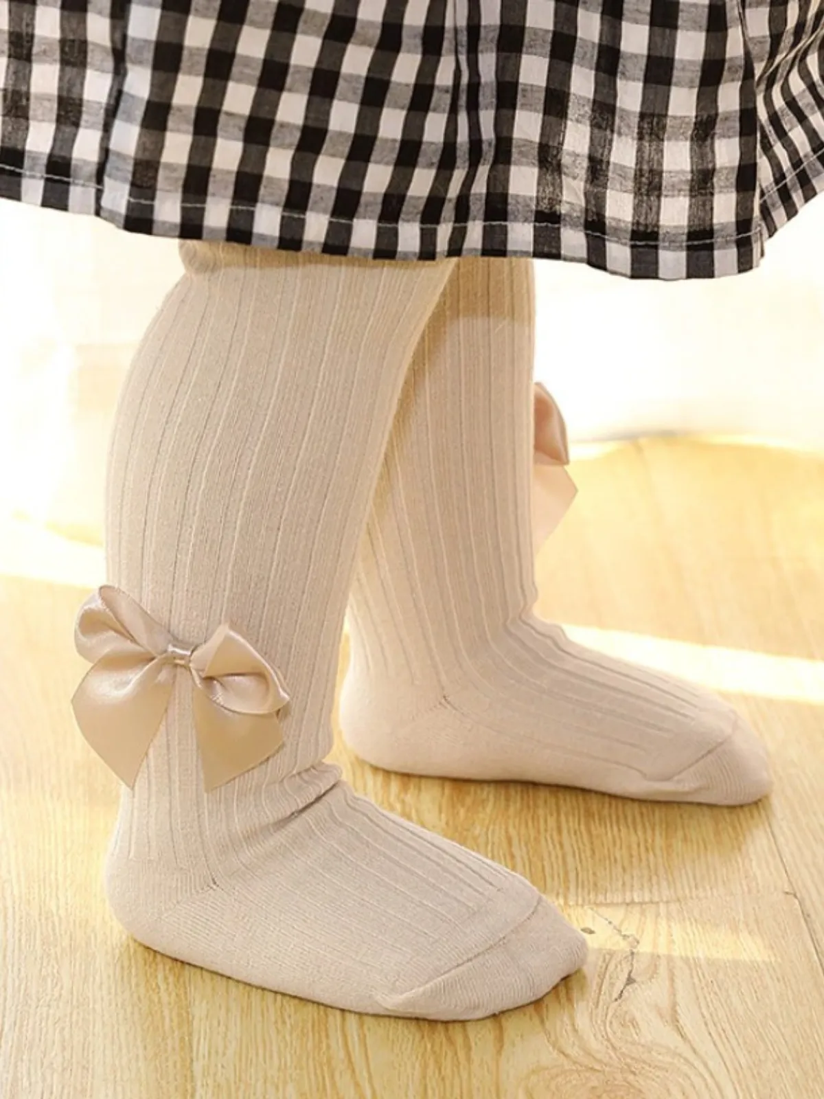 Toasty Toes Rib Knit Girls Bowknot Tights