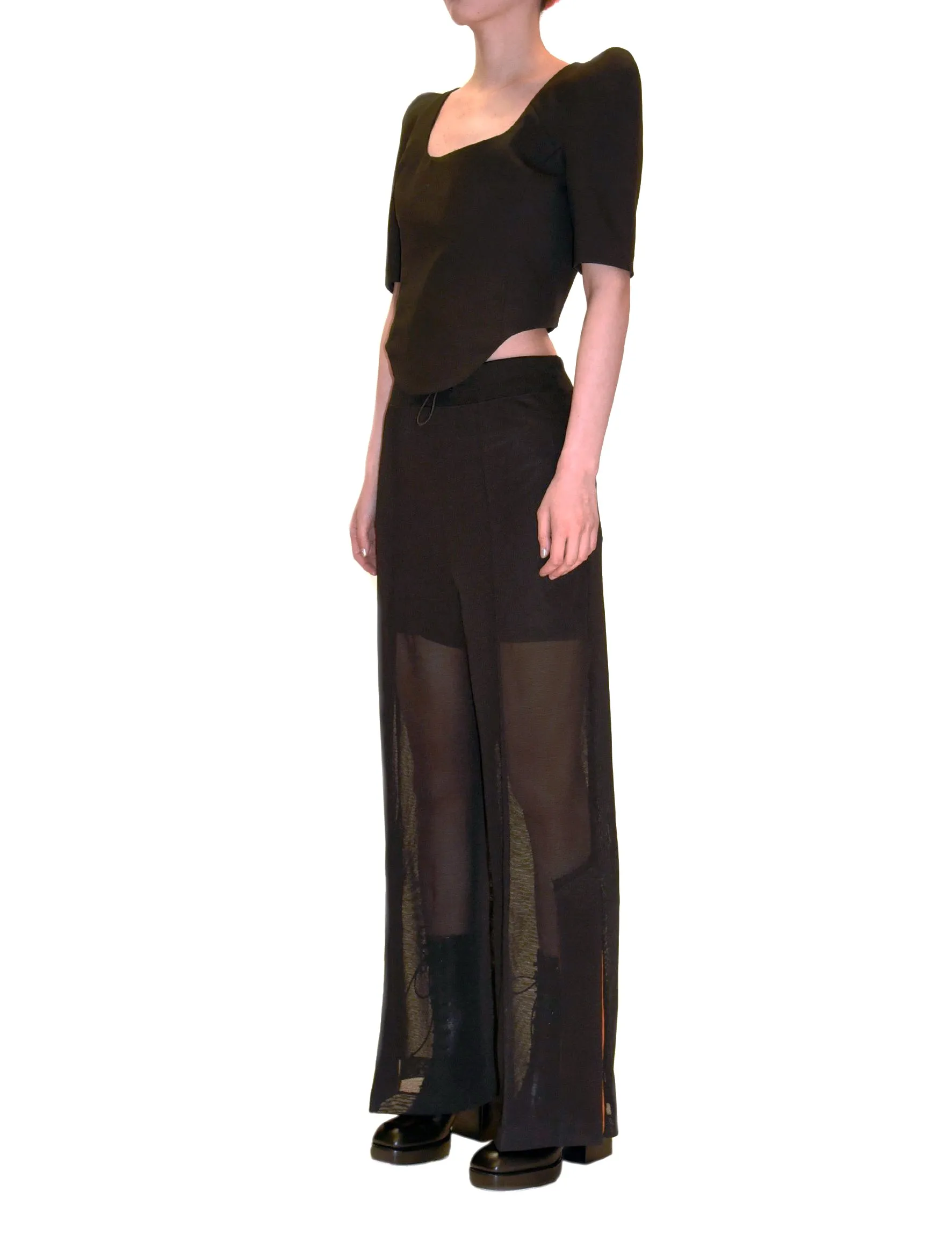 Toga Pulla Black High Twist Jersey Pant