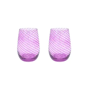 Twisty Stemless Glasses in Reddish Amethyst