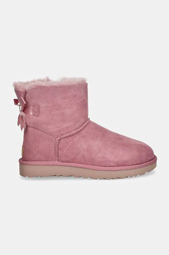 UGG suede snow boots Mini Bailey Bow II pink color 1016501-DYR