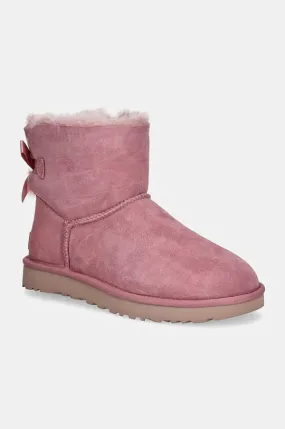 UGG suede snow boots Mini Bailey Bow II pink color 1016501-DYR