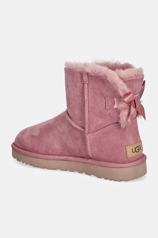 UGG suede snow boots Mini Bailey Bow II pink color 1016501-DYR