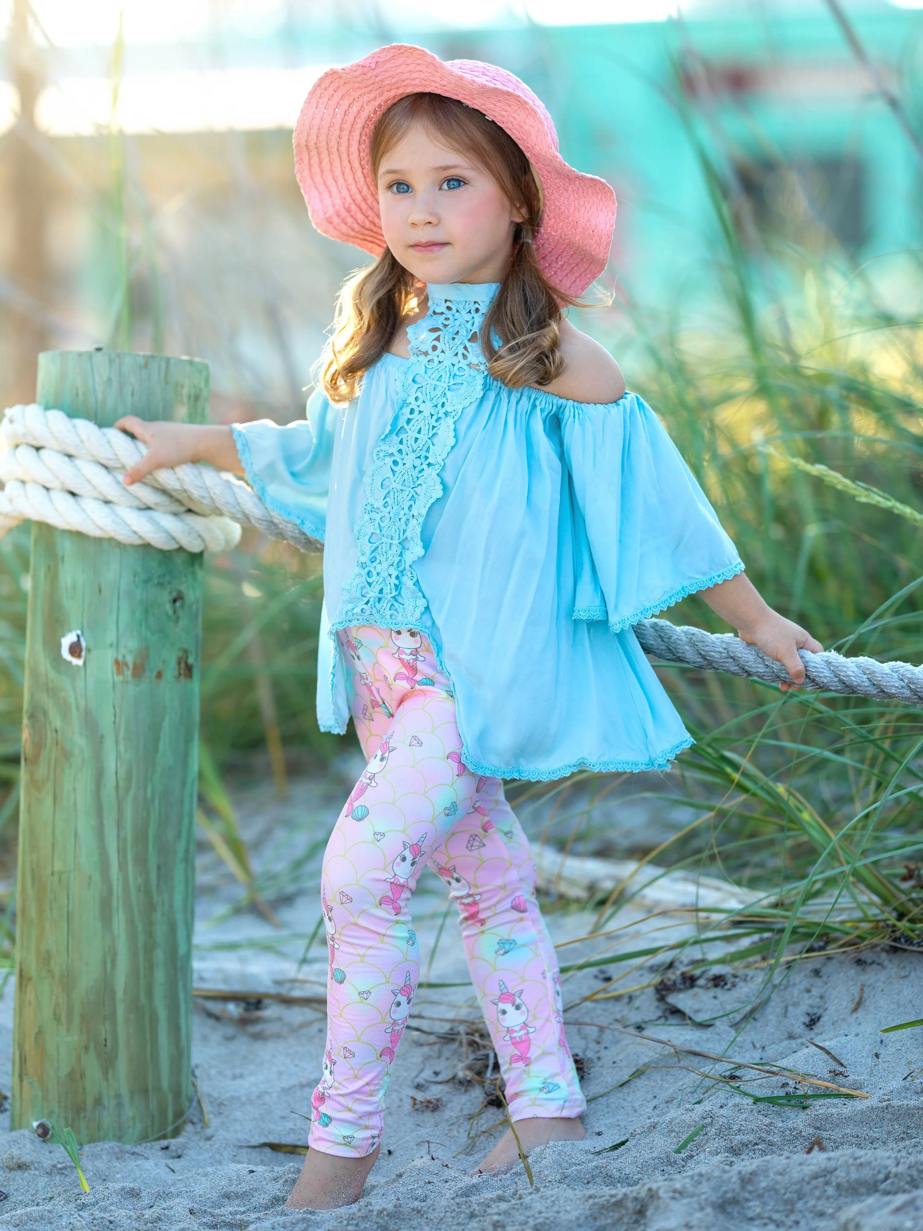 Unicorn Mermaid Lace Tunic and Legging Set