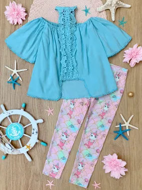 Unicorn Mermaid Lace Tunic and Legging Set