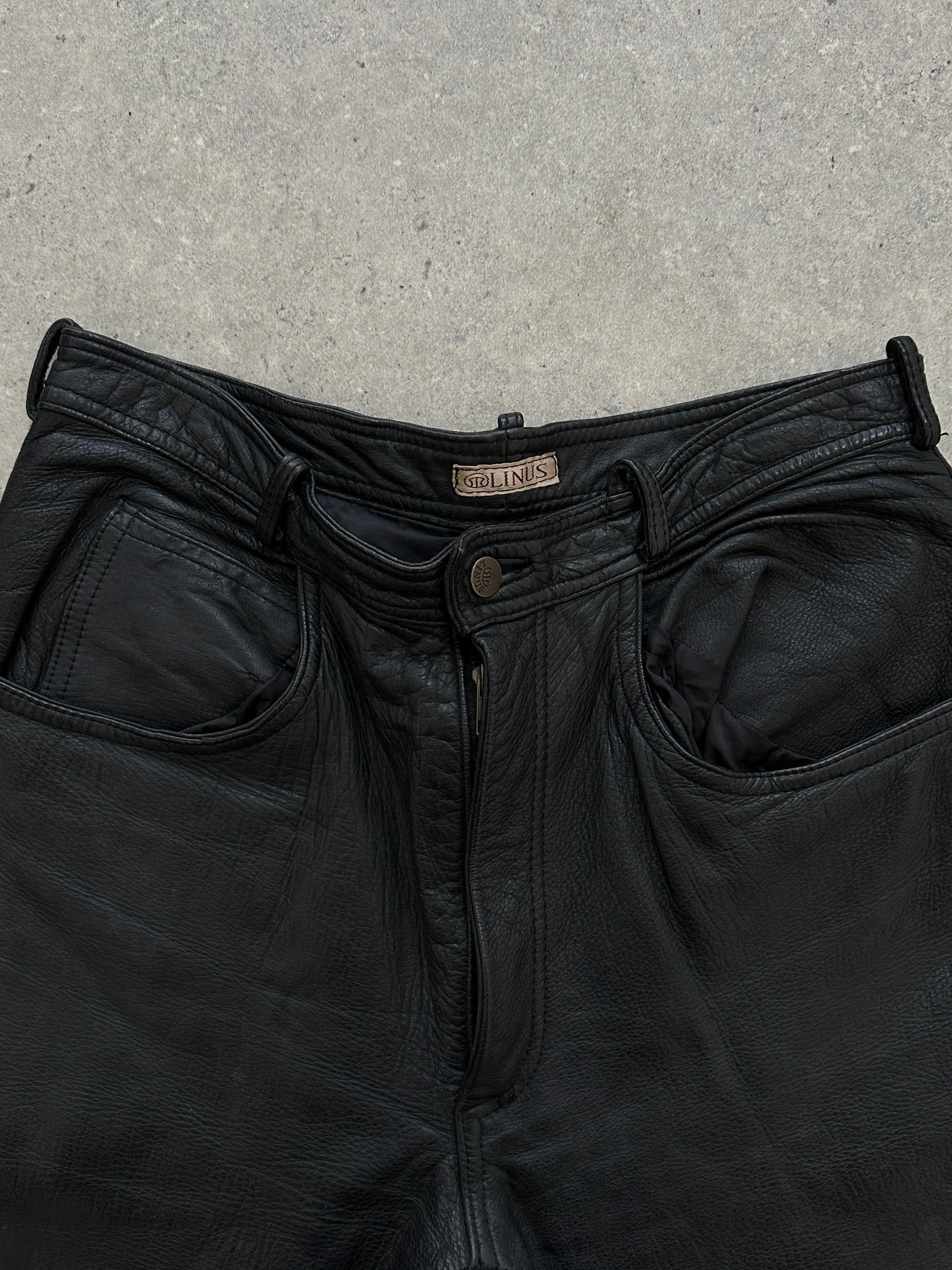 Vintage High Waisted Leather Trousers - W28