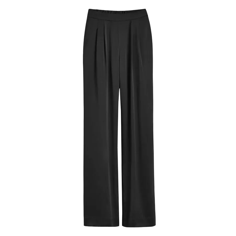 Washable Charmeuse Wide-Leg Pant