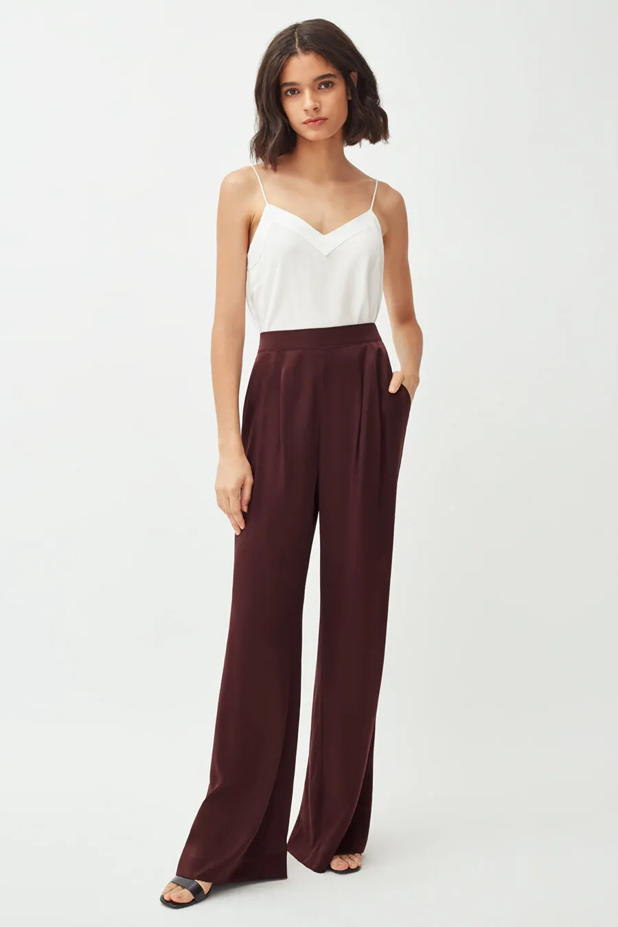 Washable Charmeuse Wide-Leg Pant