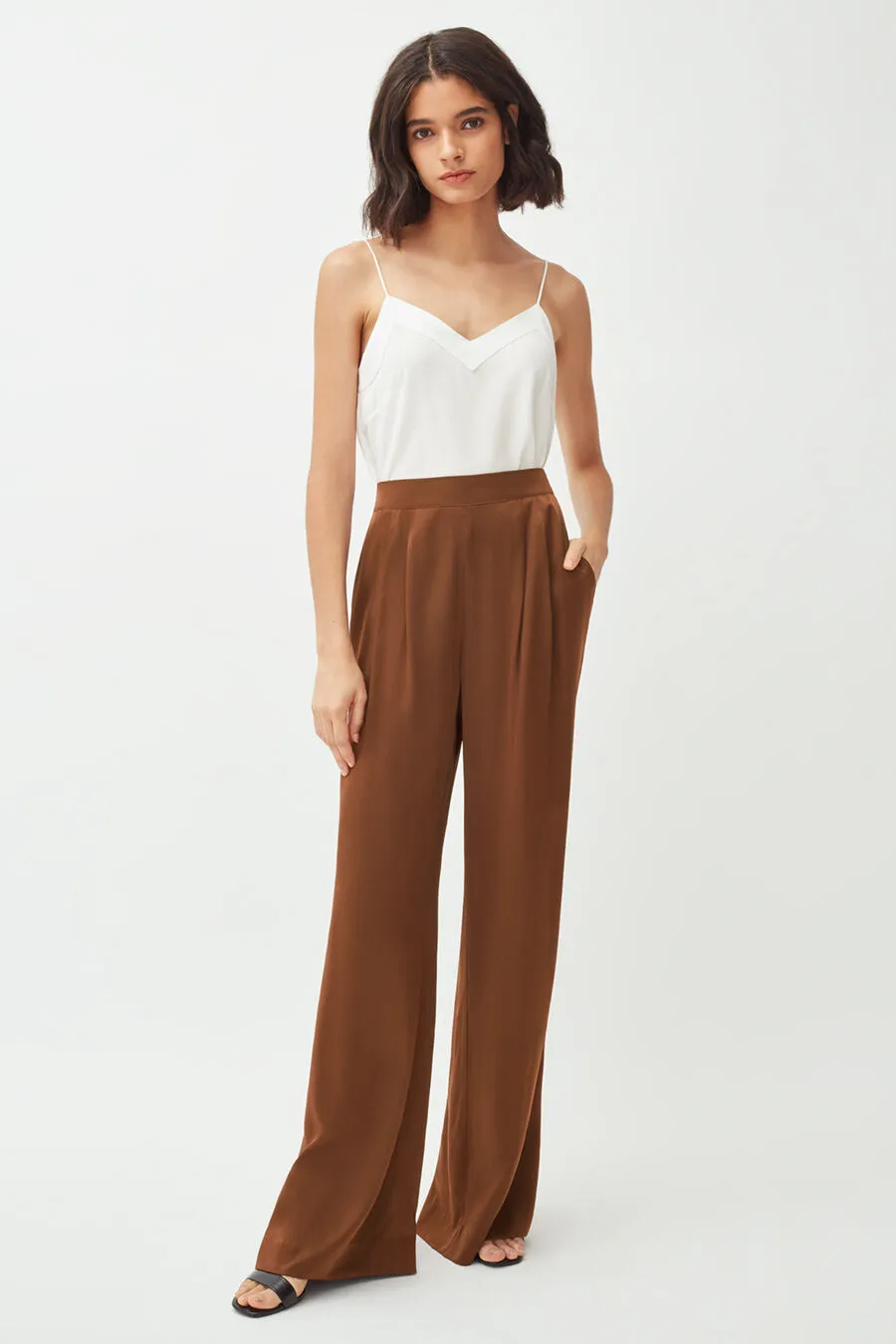 Washable Charmeuse Wide-Leg Pant