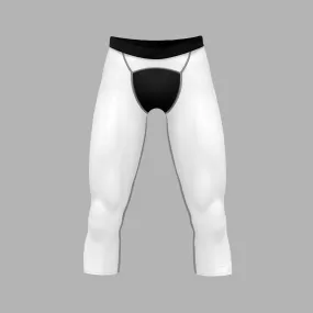 White Black 3/4 Tights for men