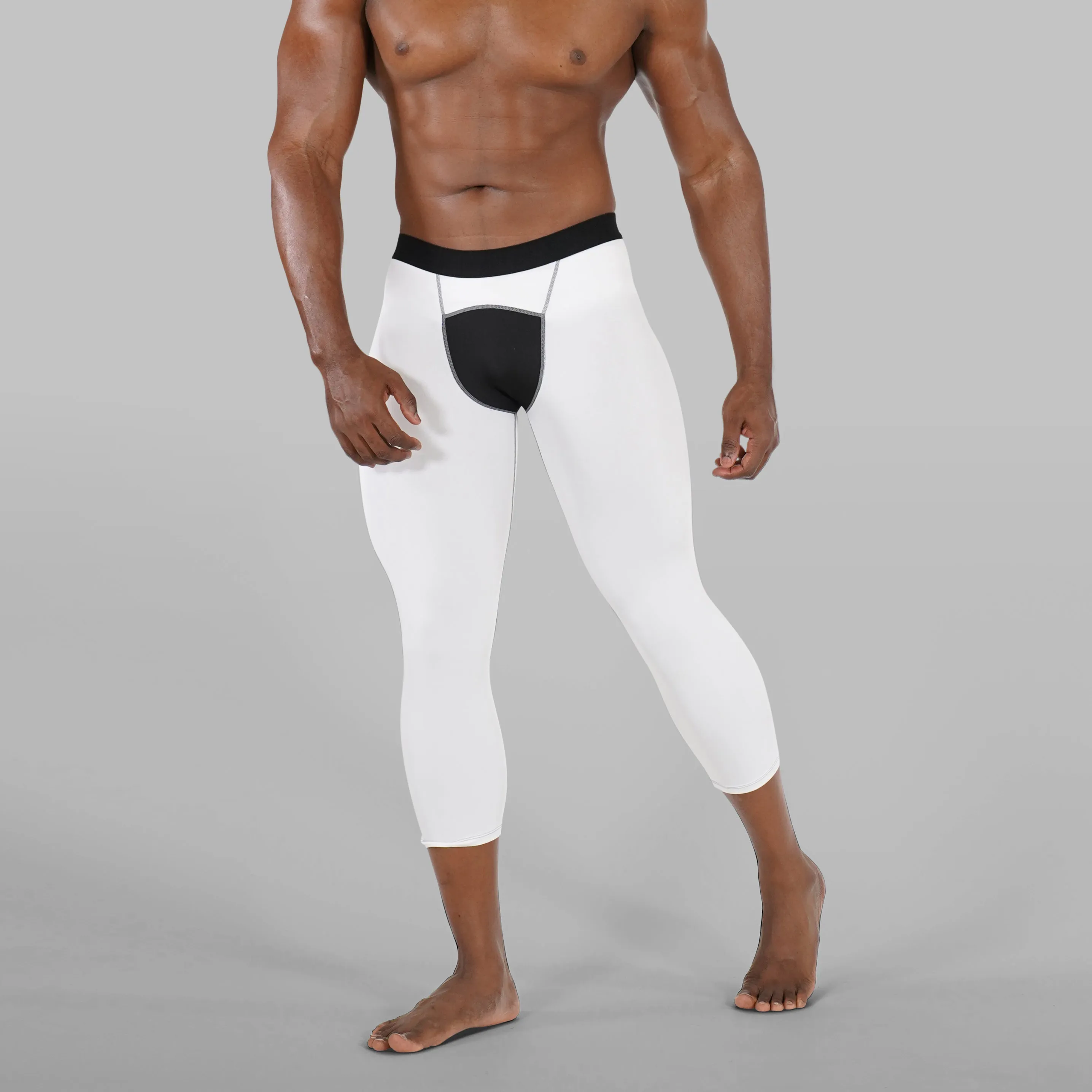 White Black 3/4 Tights for men