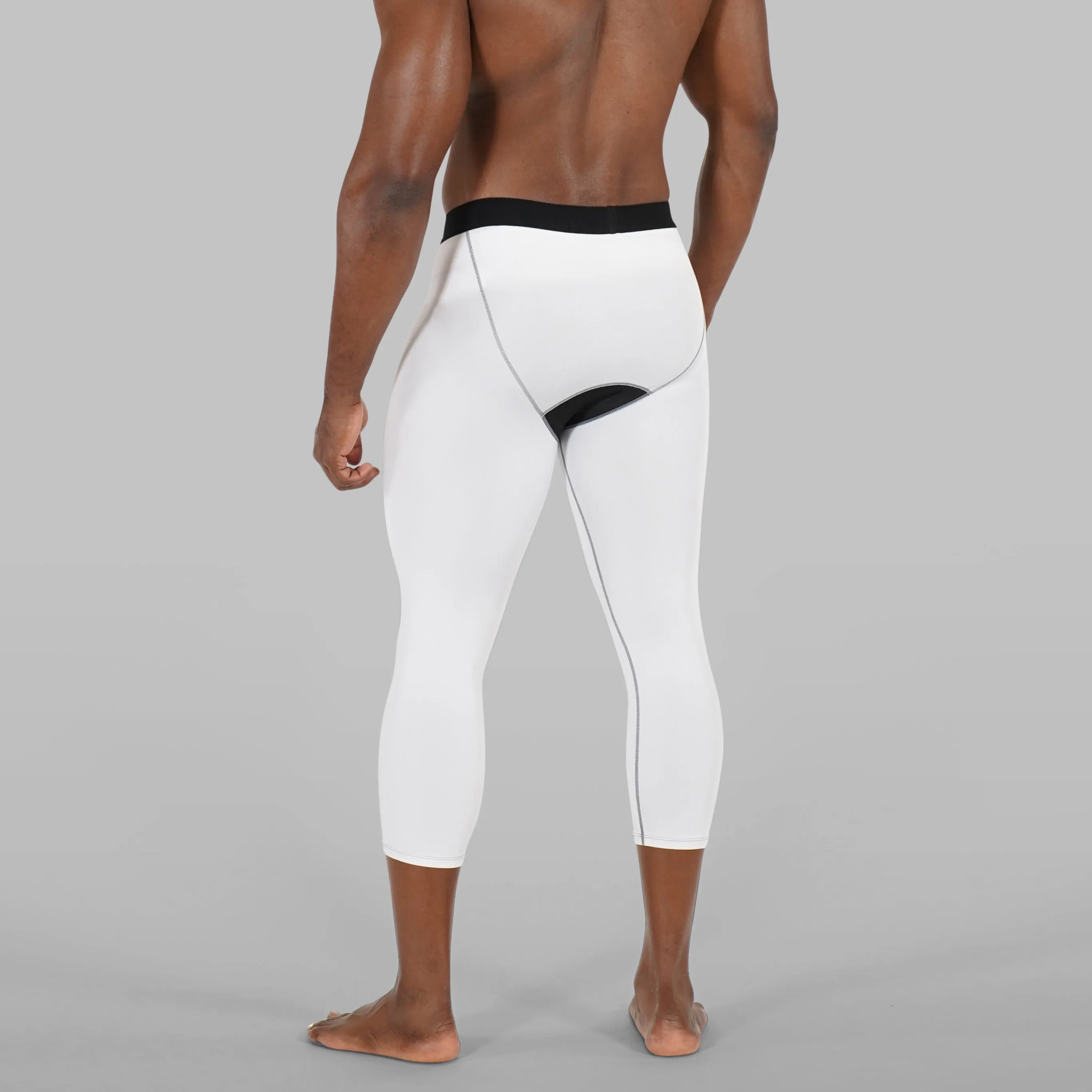 White Black 3/4 Tights for men