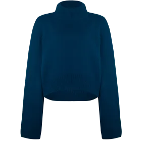 Wide Sleeves Bleu Canard 100% Baby Cashmere Sweater