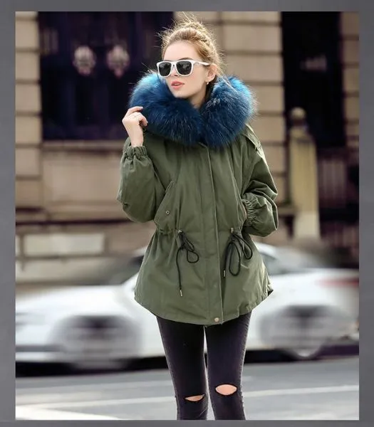 Winter Trench Coat for Women with Fur Hood