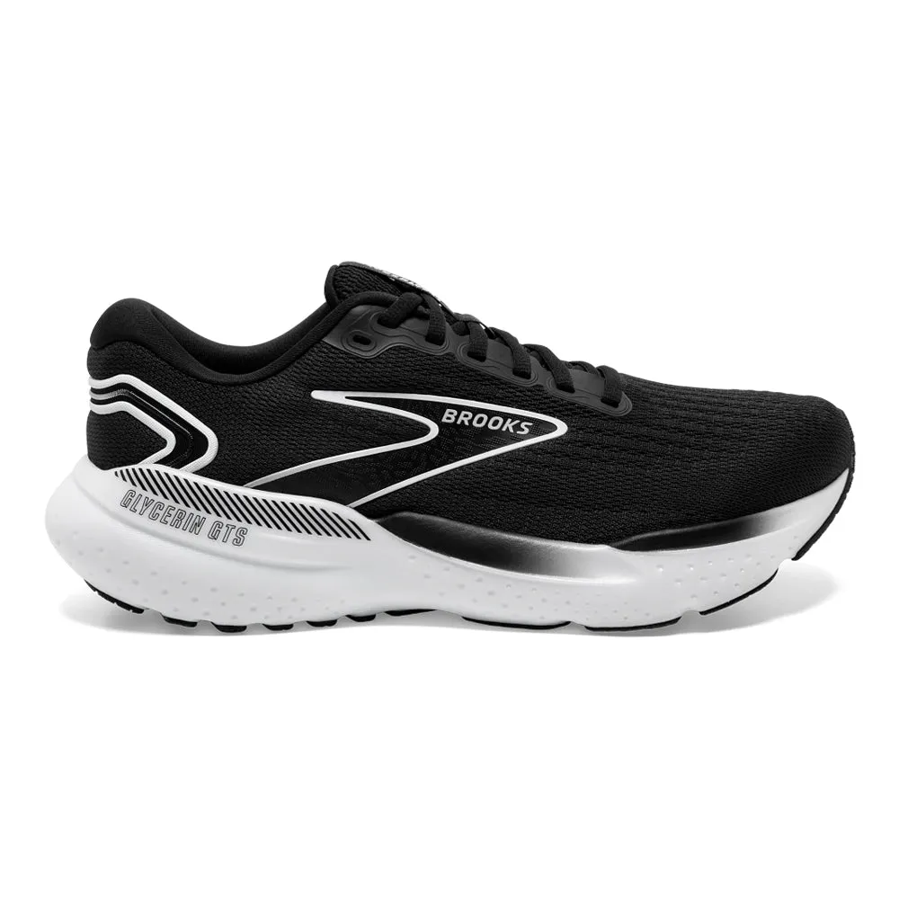 Women's Brooks Glycerin GTS 21, Black/Grey/White, 6.5 D Wide