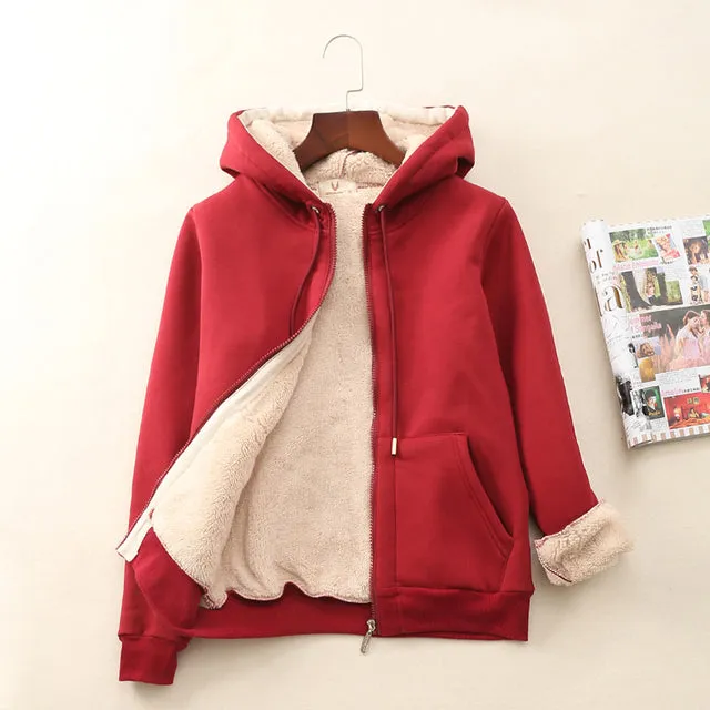 Womens Cashmere Winter Warm Hooded Coat