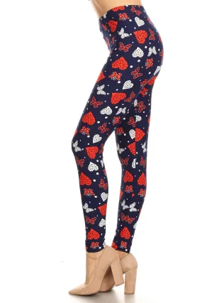 Women's Plus Heart Butterfly Pattern Printed Leggings