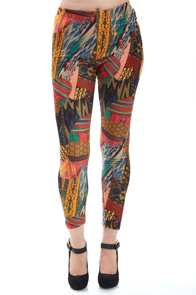 Women's Regular Abstract Collage Leggings