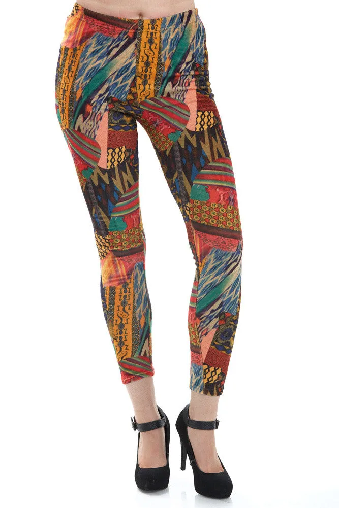 Women's Regular Abstract Collage Leggings