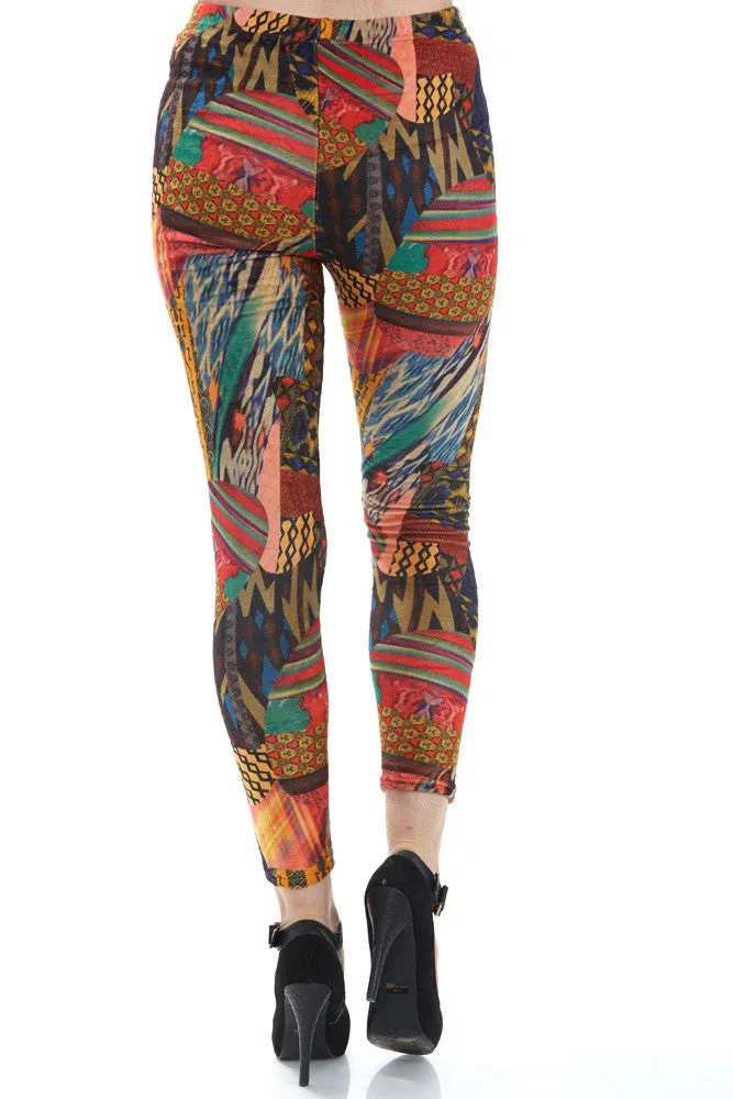 Women's Regular Abstract Collage Leggings