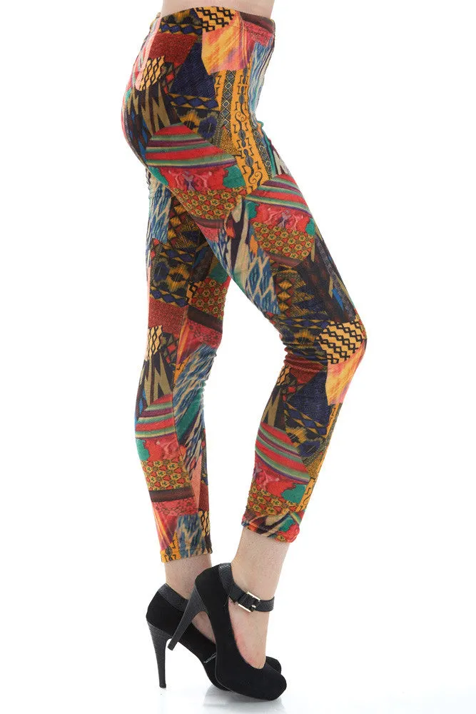 Women's Regular Abstract Collage Leggings