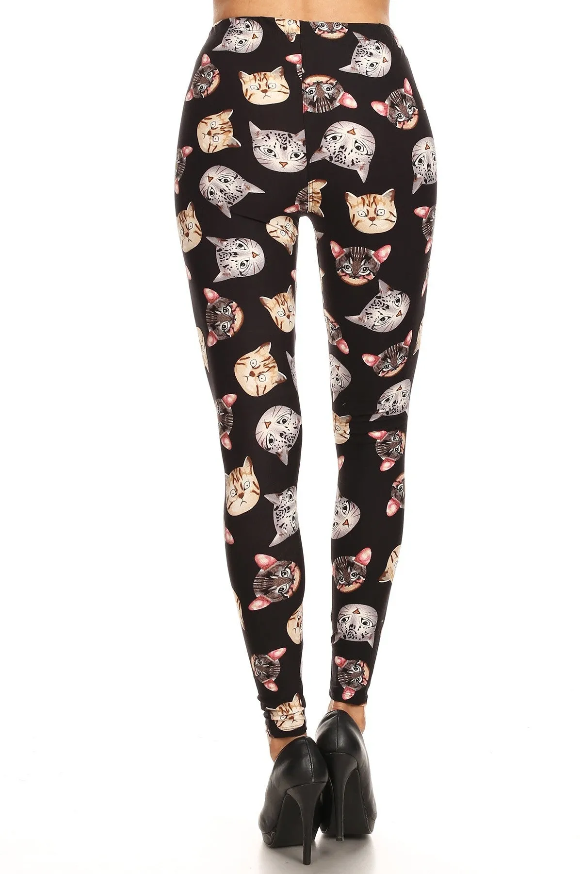 Women's Regular Allove Cat Faces Pattern Printed Leggings