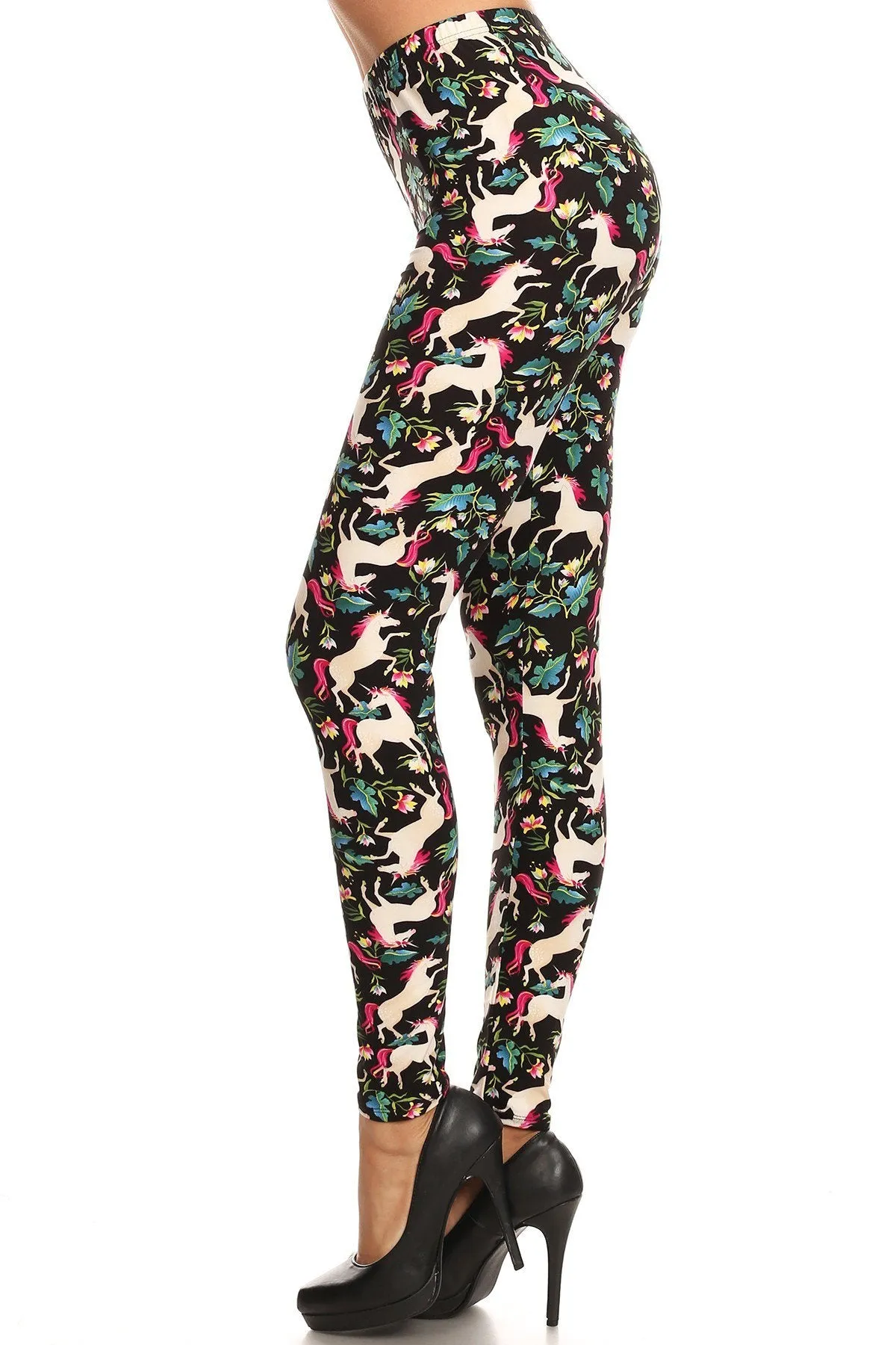 Women's Regular Unicorn Horse Flower Pattern Printed Leggings