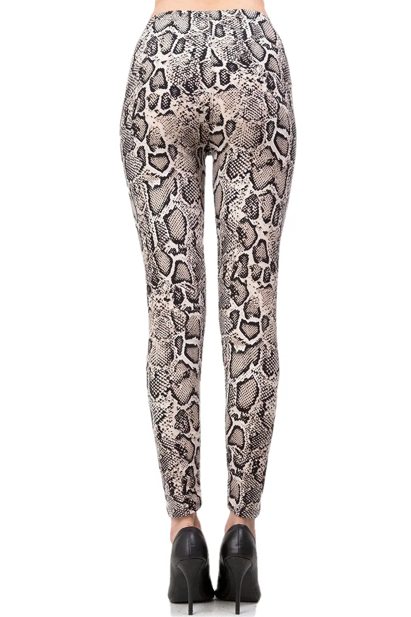 Women's XPlus Snake Skin Animal Pattern Printed Leggings