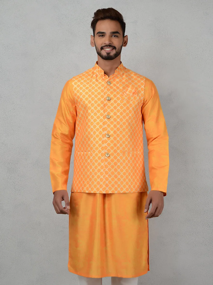 Yellow Kurta set with Bandhgala Jacket | TULA