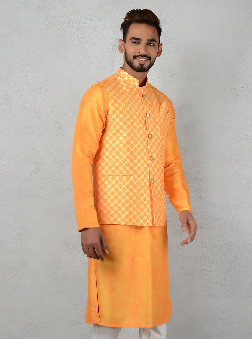 Yellow Kurta set with Bandhgala Jacket | TULA