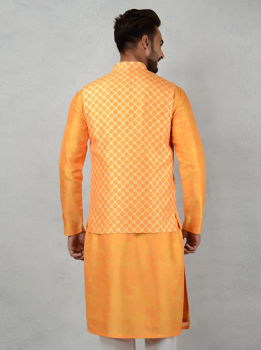 Yellow Kurta set with Bandhgala Jacket | TULA