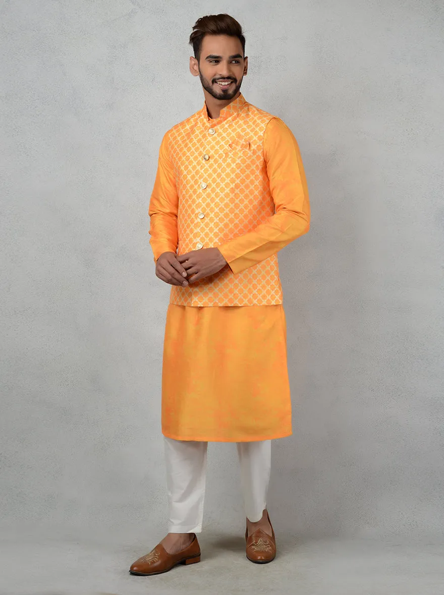 Yellow Kurta set with Bandhgala Jacket | TULA