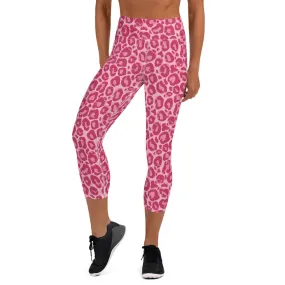 Yoga Capri Leggings Pink Leopard