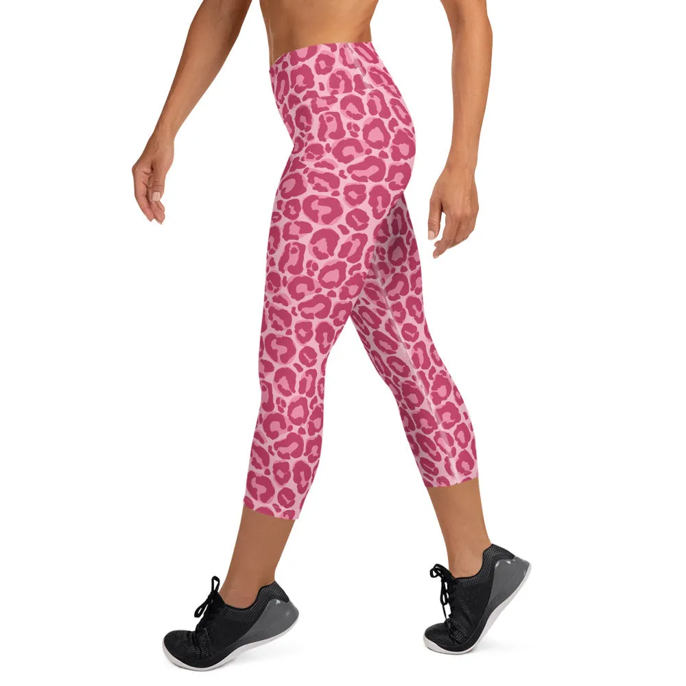 Yoga Capri Leggings Pink Leopard